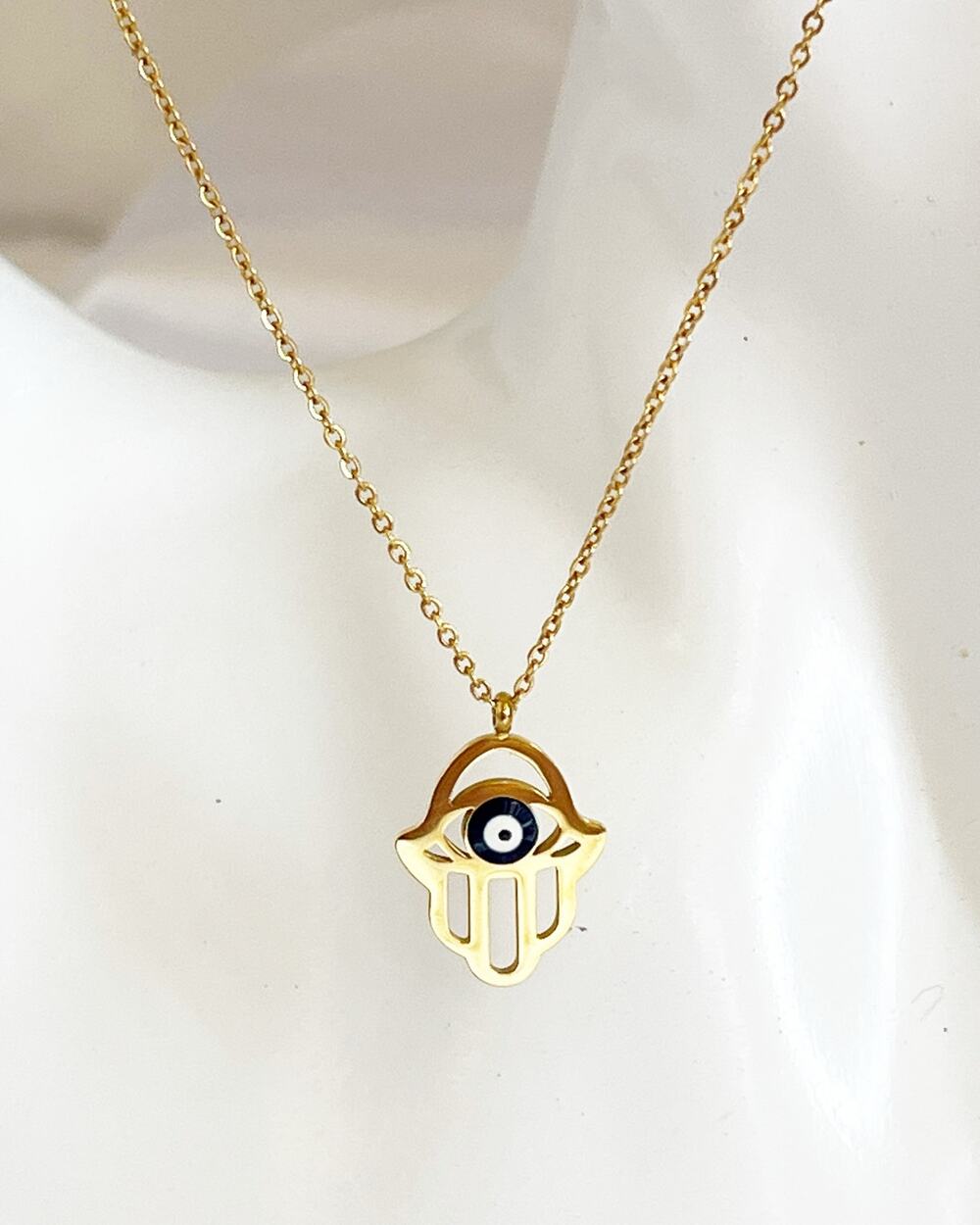 EVIL EYE Pendant Hamsa Hand Pendant Necklace Gold Toned